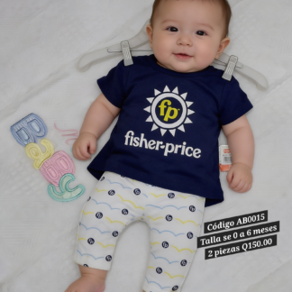 Traje Fisher-Price beba azul, blanco y amarillo (0 a 6 meses)