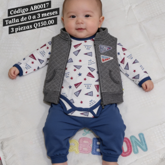 Conjunto bebé estrella azul y gris (0 a 3 meses)